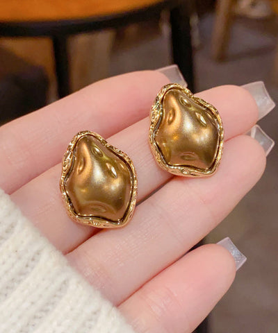 Modern Coffee Copper Overgild Asymmetrical Stud Earrings Modern Coffee Copper Overgild Asymmetrical Stud Earrings