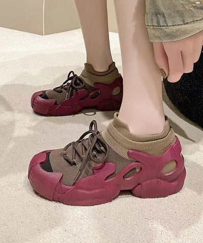 Nuevas zapatillas deportivas versátiles moradas con cordones y plataforma  Nuevas zapatillas deportivas versátiles moradas con cordones y plataforma