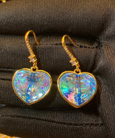 Pendientes colgantes de amor con cristales y cobre dorado