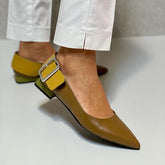 Damen Pumps mit spitzer Zehenpartie und klobigem Blockabsatz