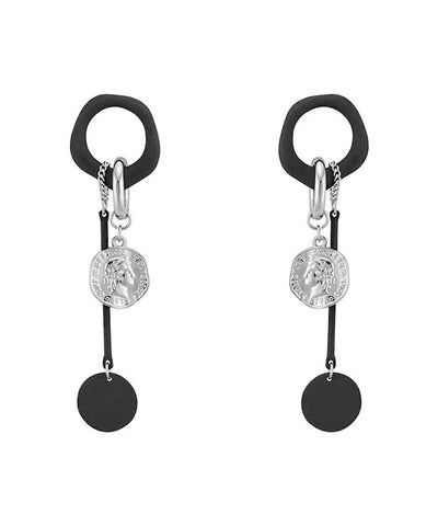 Handmade Black Copper Disc Tassel Drop Earrings Handmade Black Copper Disc Tassel Drop Earrings