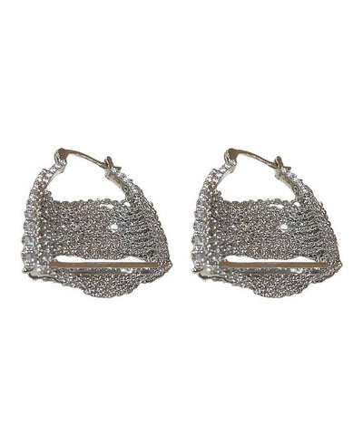 Modern Silk Copper Zircon Chain Bag Hoop Earrings Modern Silk Copper Zircon Chain Bag Hoop Earrings