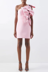 Satin-Minikleid mit großer Schleife Rosa