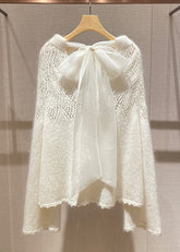 Lose beige Schnürung Hohle Strickoberteile Langarm