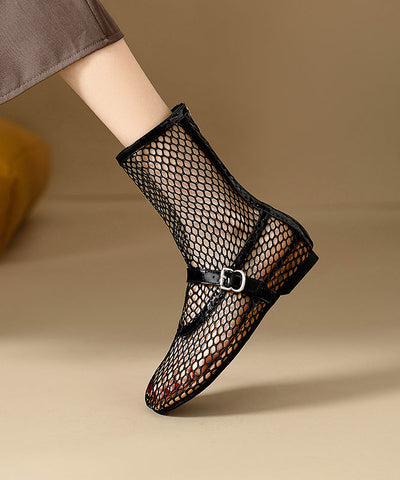 Black Boots Hollow Out Breathable Mesh Casual Splicing Black Boots Hollow Out Breathable Mesh Casual Splicing
