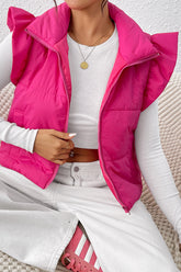 Lässige Westen mit Rüschenreißverschluss und Stehkragen (3 Farben)