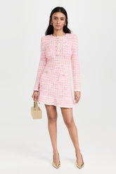 Strick-Minikleid mit Rundhalsausschnitt und Karomuster