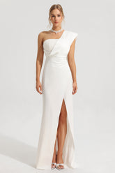 Sequin Solid Ruched Split Maxi Dress