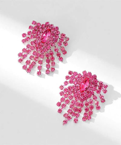 Novelty Purple Alloy Crystal Tassel Stud Earrings Novelty Purple Alloy Crystal Tassel Stud Earrings