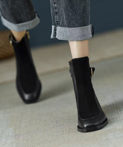 Comfy Stylish Splicing Chunky Boots Green Sheepskin Comfy Stylish Splicing Chunky Boots Green Sheepskin