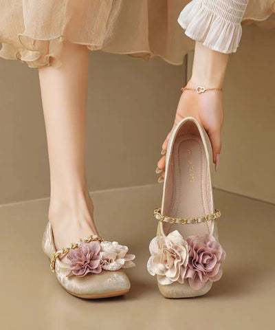 Boutique Comfortable Splicing Floral Beige Flats Shoes Boutique Comfortable Splicing Floral Beige Flats Shoes