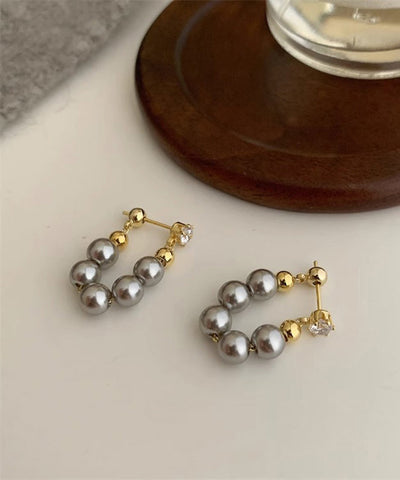 Original Design Colorblock Copper Overgild Pearl Hoop Earrings Original Design Colorblock Copper Overgild Pearl Hoop Earrings