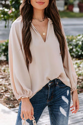 Lässige, schlichte Blusen mit V-Ausschnitt (3 Farben)