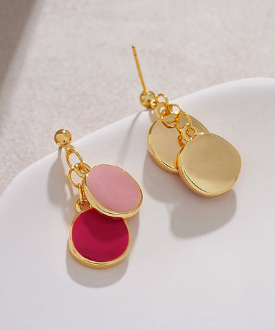 Original Design Gold Alloy Drop Glaze Round Drop Earrings Original Design Gold Alloy Drop Glaze Round Drop Earrings