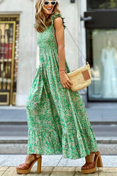 Vestido largo con cintura fruncida y estampado floral Enjoy Every Moment