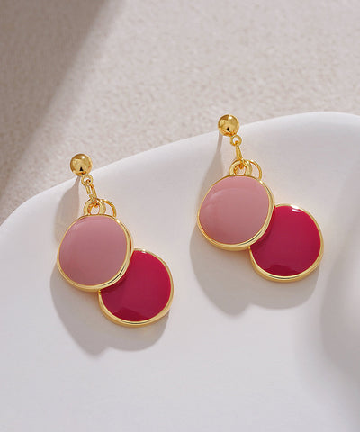 Original Design Gold Alloy Drop Glaze Round Drop Earrings Original Design Gold Alloy Drop Glaze Round Drop Earrings