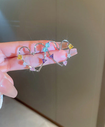 Novelty Rainbow Copper Alloy Zircon Hollow Out Love Stud Earrings Novelty Rainbow Copper Alloy Zircon Hollow Out Love Stud Earrings