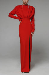 Novia Long Sleeve High Split Maxi Dress