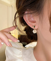 DIY White Copper Alloy Love Cat Eye Stone Stud Earrings