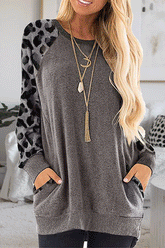 Meridress Lässiges Patchwork-Sweatshirt mit Tasche