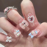 Cartoon rosa Gel Press on Nails Schönes Mädchen Kawaii Süße Nägel Stick on Nails