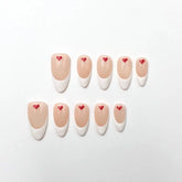 Nude French Hochwertige Acryl-Kunstnägel Kurze Mandel Press on Nails