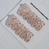 Taladro Diseño Decorativo Gota de Agua Almendras Hepburn Francés Uñas Prensadas Hechas a Mano