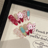 Künstliche französische wiederverwendbare 3D-Blumenmandel, individuelle Piranha-3D-Blumenschnitzerei, Farbverlauf, künstliche falsche Nägel