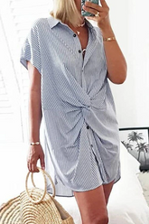 Meridress Trist Knot Striped Shirt Dress