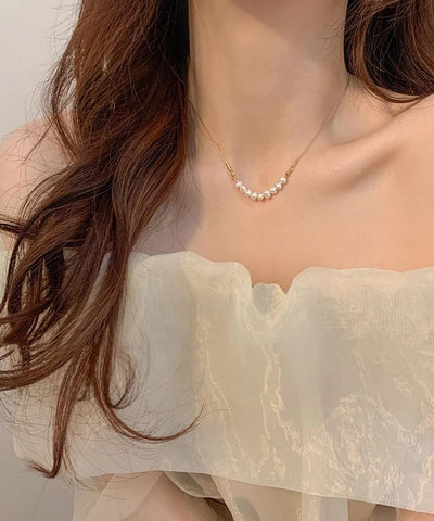 Mode Gold Edelstahl Perle Prinzessin Halskette  Mode Gold Edelstahl Perle Prinzessin Halskette