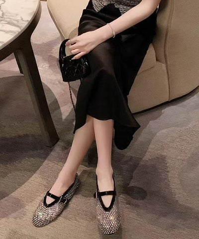 DIY Spleißen Flats Schuhe Schwarz Atmungsaktive Mesh Zirkon  DIY Spleißen Flats Schuhe Schwarz Atmungsaktive Mesh Zirkon
