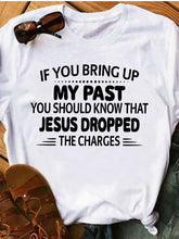 Freizeitkleidung für Damen in Übergröße, kurzärmliges T-Shirt mit Rundhalsausschnitt und Buchstabendruck „My Past“ – trendige und stylische Freizeitkleidung für kurvige Frauen