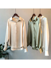 High Quality Elegant Imitation Silk Blouse Spring Women Fashion Long Sleeves Satin Blouse Vintage Femme Stand Street Shirts