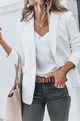 Modische Oberbekleidung mit einfarbigem Umlegekragen (11 Farben)