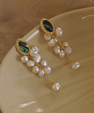 Original Design Gold Sterling Silver Alloy Pearl Tassel Drop Earrings Original Design Gold Sterling Silver Alloy Pearl Tassel Drop Earrings