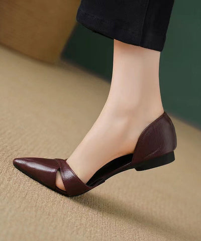 Mulberry Cowhide Leather Comfy Splicing Flat Feet Shoes Mulberry Cowhide Leather Comfy Splicing Flat Feet Shoes