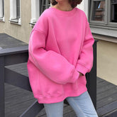 Autumn Winter Oversize Solid Color Loose Sweater for Stylish Office Wear