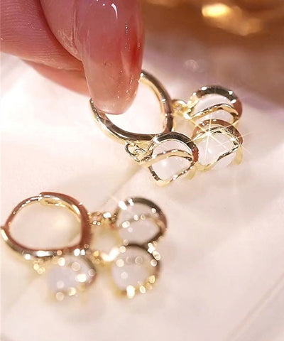 Modern White Sterling Silver Alloy Gem Stone Lily Of The Valley Drop Earrings Modern White Sterling Silver Alloy Gem Stone Lily Of The Valley Drop Earrings