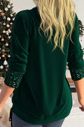 Lässige Oberteile mit einfarbigen Pailletten und asymmetrischem Kragen im Patchwork-Stil