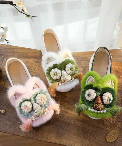 Original Design White Tassel Nail Bead Platform Shoes Original Design White Tassel Nail Bead Platform Shoes