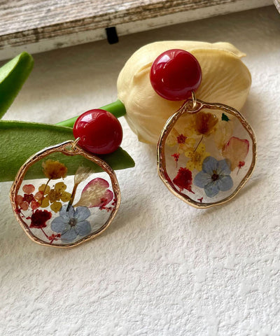 Novelty Red Sterling Silver Overgild Agate Drop Glue Drop Earrings Novelty Red Sterling Silver Overgild Agate Drop Glue Drop Earrings