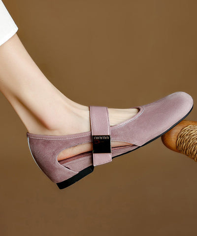 Boutique Lila Ausgehöhlte Schnallenriemen Spleißen Keilschuhe  Boutique Lila Ausgehöhlte Schnallenriemen Spleißen Keilschuhe