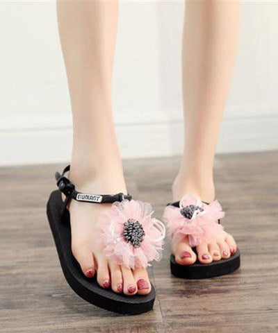 Boho Comfy Splicing Floral Flip Flops Sandals Purple Boho Comfy Splicing Floral Flip Flops Sandals Purple
