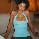 Sommer-Top von Dopamine Apparel mit rückenfreiem Neckholder-Trägershirt und Skelett-Tanktop, ärmellos, für Mädchen, lässig, in Bonbonfarben