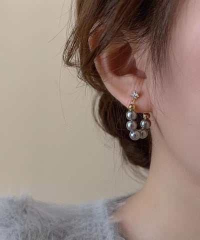 Original Design Colorblock Copper Overgild Pearl Hoop Earrings Original Design Colorblock Copper Overgild Pearl Hoop Earrings
