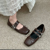 Designer Frühling Damen Mary Jane Schuhe Fashion Square Toe Damen Komfort Weiche Sohle Flats Damen Komfort Ballerinas Schuhe