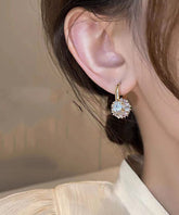 Brief Gold Copper Alloy Zircon Hoop Earrings