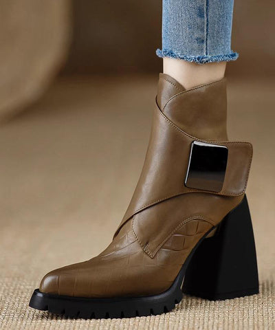 Classy Black Splicing Chunky Heel Ankle Boots Classy Black Splicing Chunky Heel Ankle Boots