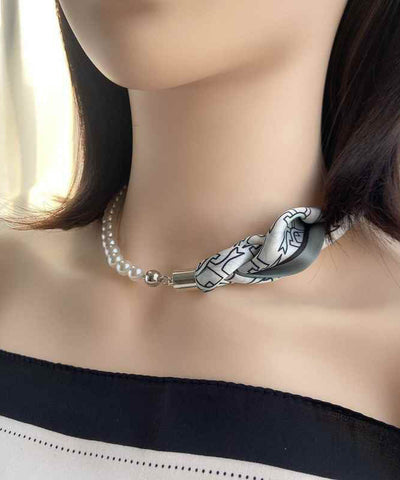 Moderner Kaffeedruck Edelstahl Schal Patchwork Perlenkette  Moderner Kaffeedruck Edelstahl Schal Patchwork Perlenkette