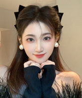 Brief White Alloy Pearl Stud Earrings